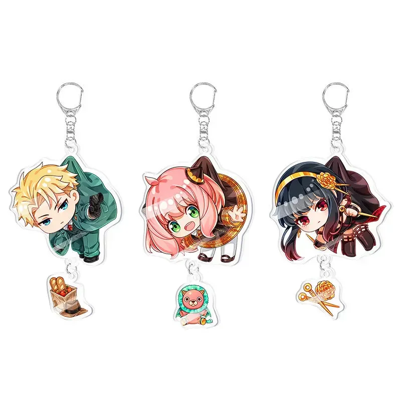 Anime Figure Anya Forger Yor Forger Bond Forger Key Ring Acrylic Key Chain Trendy Personality Model Plate Desk Display Ornament