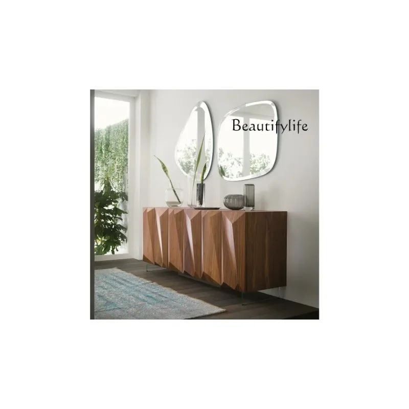 Q E Modern Light Luxury Black Walnut Side Cabinet, Porch Cabinet,  TV Cabinet, Minimalist Locker