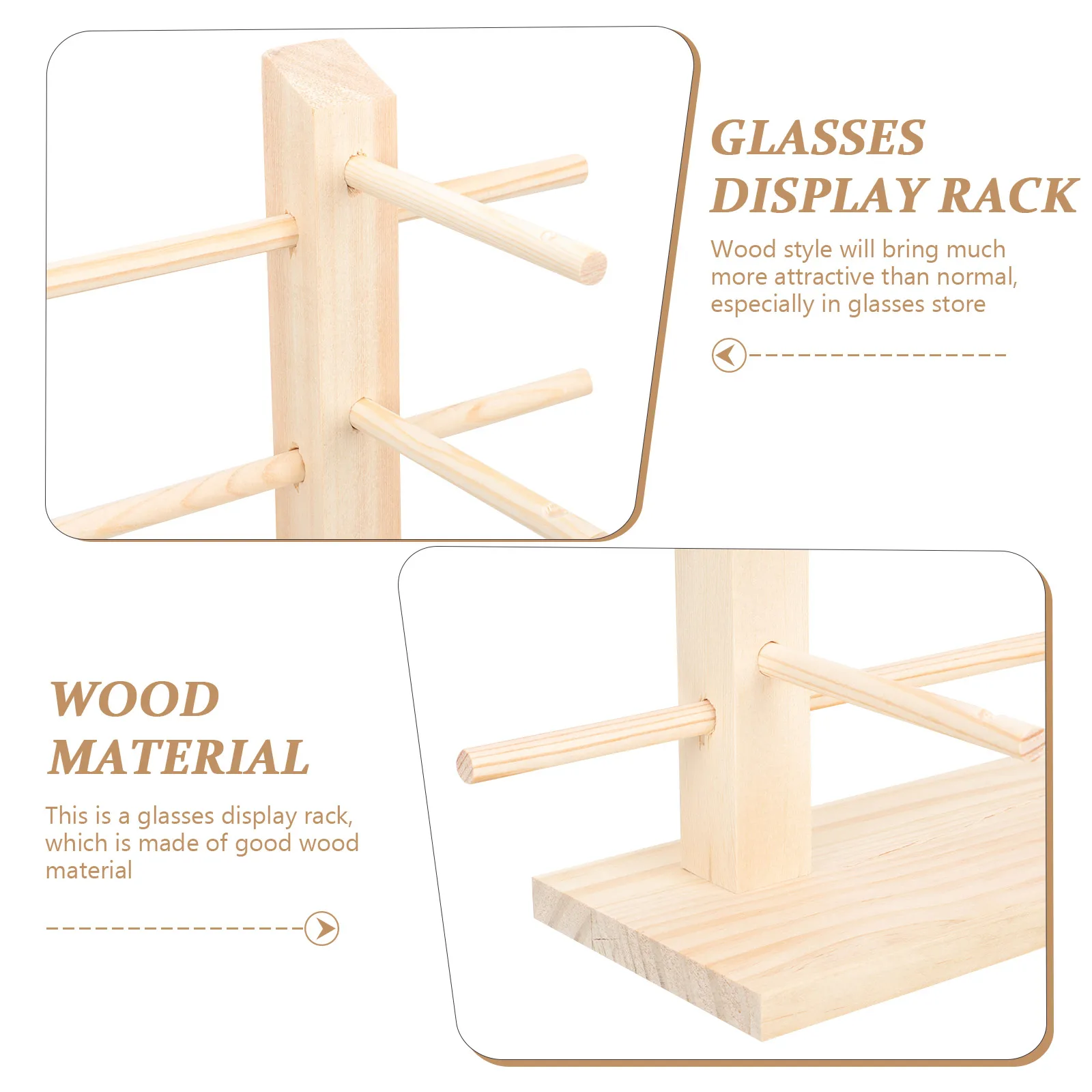 

Wooden Glasses Display Rack Organizer Storage Holder for Sunglasses Eyeglasses Home Store Space Saving Large Capacity Compact