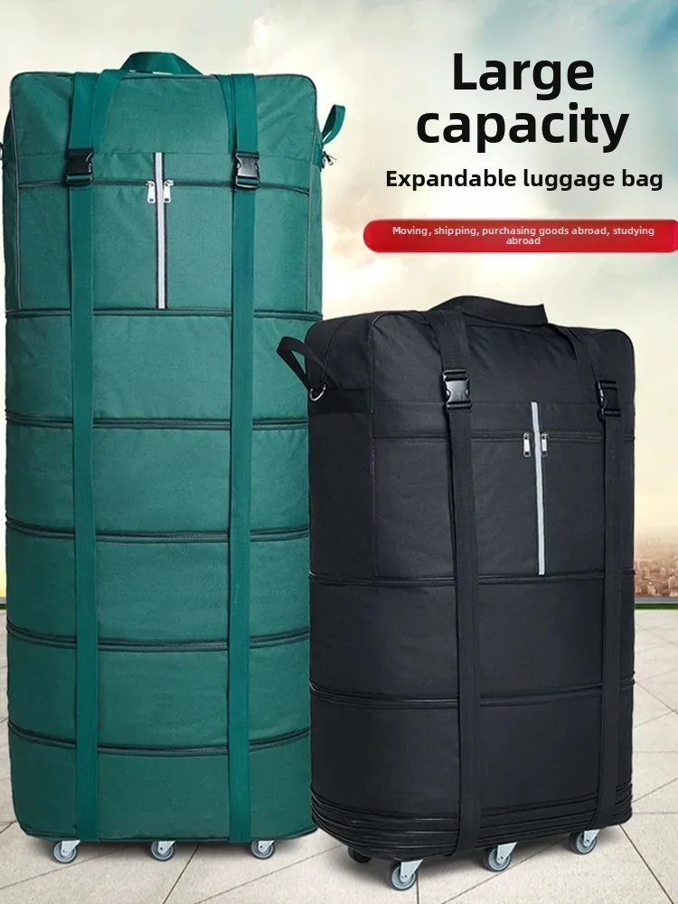 Foldable Travel Duffel Bag 158cm Large Capacity Spinner Wheels for Airline Checked Luggage Study Abroad Flight Portable Compact