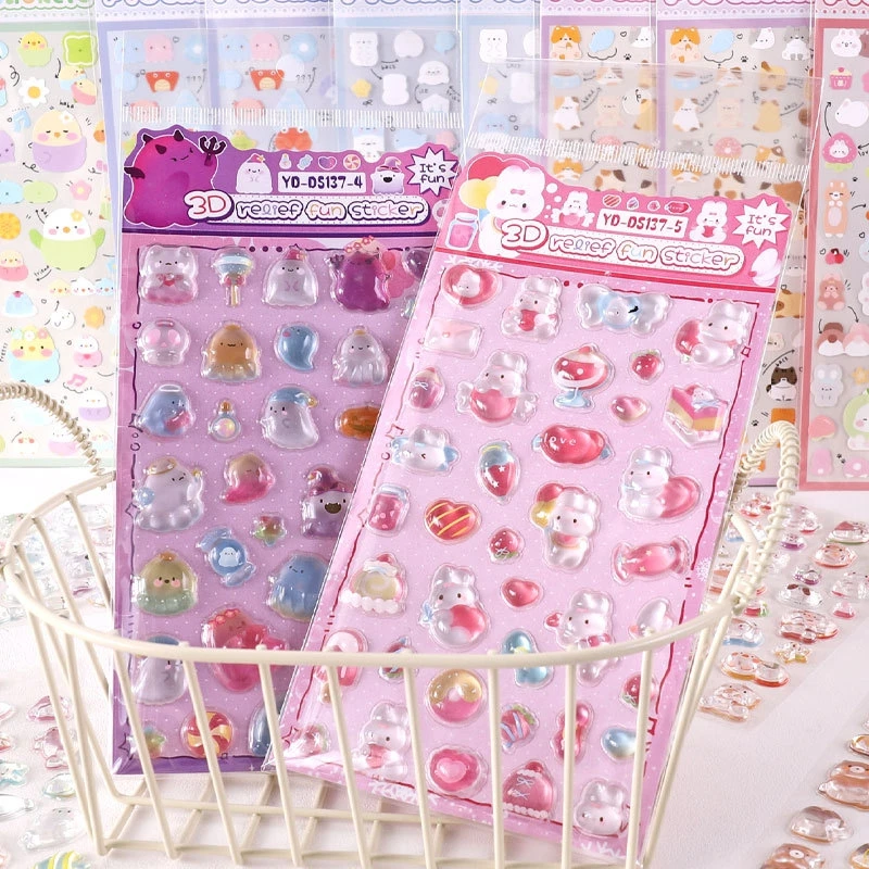 Pegatinas de gota de caramelo de dibujos animados, etiquetas adhesivas de fiesta, pegatinas de papelería para cuaderno DIY, pegatinas de animales para funda de teléfono para portátil, ンン한