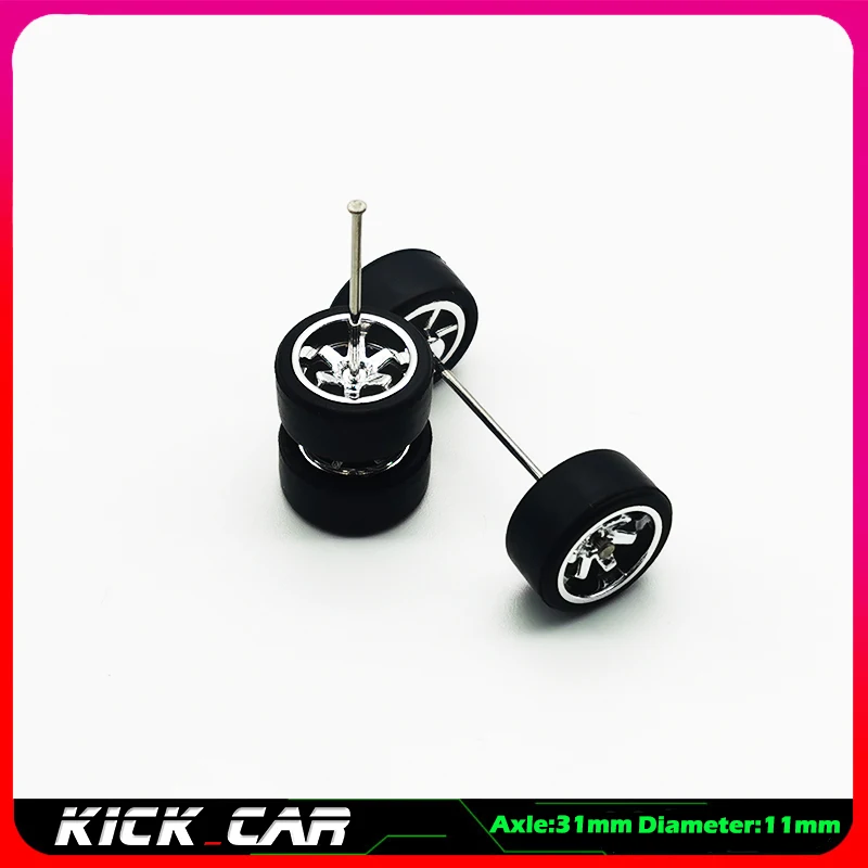 Metallic Color 1/64 Wheels With Rubber Tires 1 Set(4pcs) Plastic Basic Modified Parts Vehicle Toy For Hotwheels Tomica Mini GT