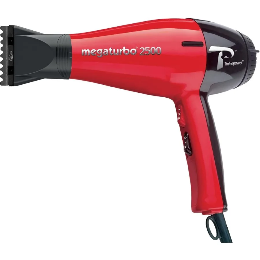 

Turbo Power Megaturbo 2500 Red Hair Dryer + Hot Blow Attachment Bundle Professional Salon Performance with Powerful Airflow Lig