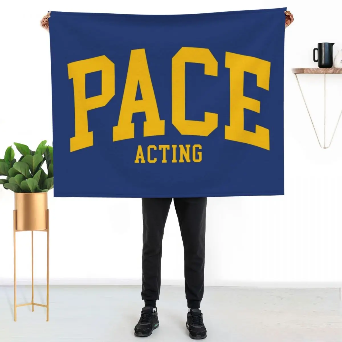 pace acting - college font curved Throw Blanket Soft Plush Plaid Softest Sleeping Bag Cute Hairy Blankets