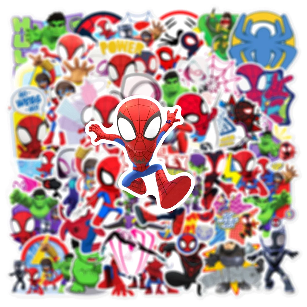 10/30/50pcs Marvel Spider-Man and His Amazing Friends Cartoon Stickers Anime Decals Laptop Phone Waterproof Decoration Sticker