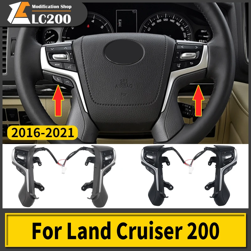 Steering Wheel Buttons Modified  For Toyota Land Cruiser 200 LC200 FJ200 2016-2021 Interior Audio Control Button Accessories