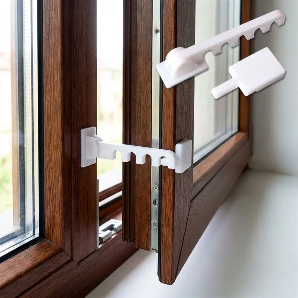 5 Gears Door Window Windproof Hooks Anti-Collision 3D Printed Window Opening Limiter Plastic No-Drill Window Wind Stopper