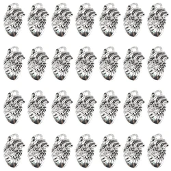 10pcs Tibetan Silver Anatomical Organ 3D Heart Charms Alloy Metal Pendants For DIY Necklace Bracelet Earrings Jewelry Making