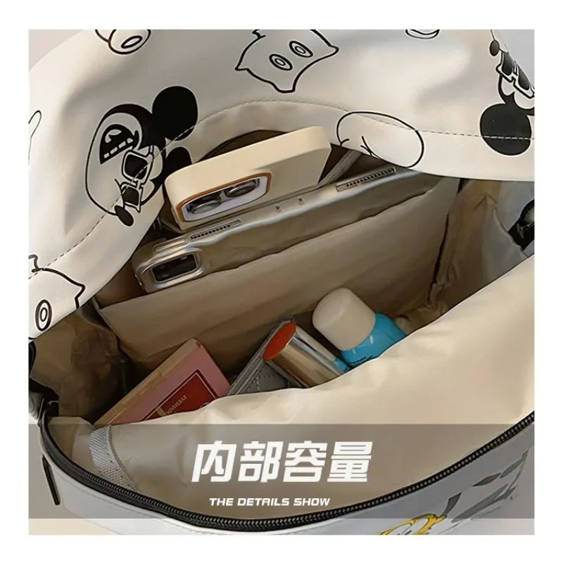 New Disney Mickey PU Leather Backpack Classic Cartoon Laptop Bag Minnie Mouse Large Capacity School Bag Women Fashion Tote Bag