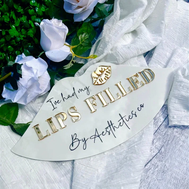 Acrylic Lip Shape Sign Aesthetics Treatment Sign Lip Filler Gift Botox Lip Enhancement Hair Beauty Room Sign Beautician Decor