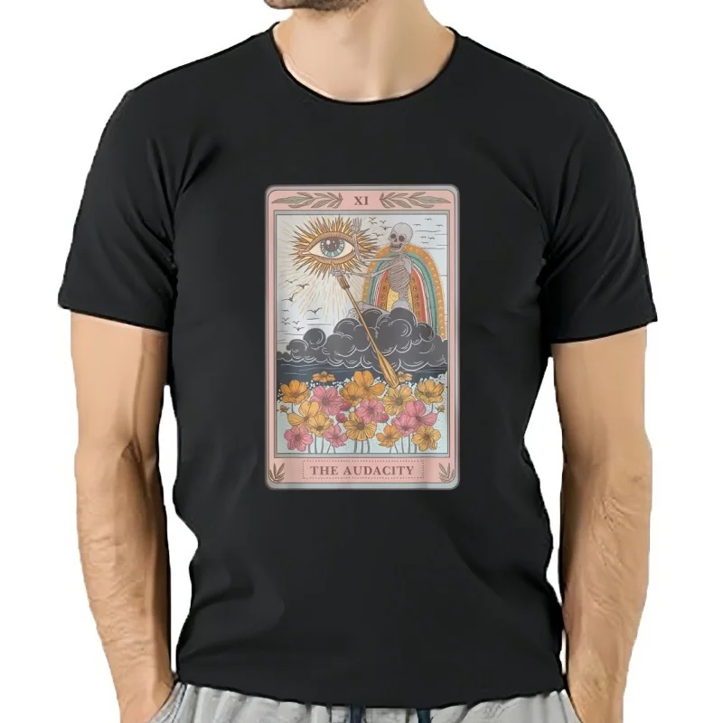 Camiseta con esqueleto de The Audacity, tarjeta de Tarot, sol, mal de ojo, estética