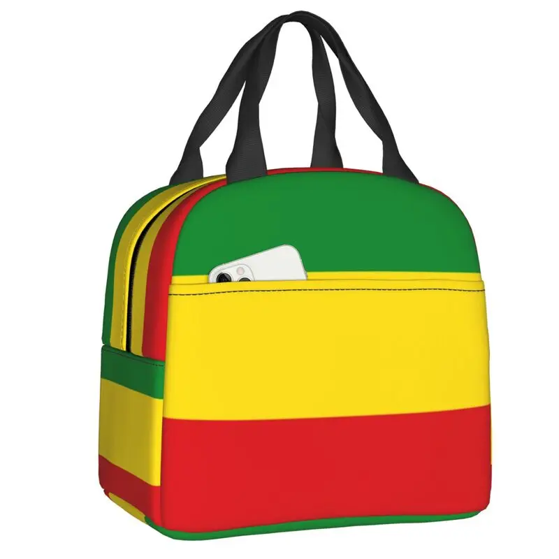 Jamaican Rasta Flag Insulated Lunch Bag for Outdoor Picnic Resuable Cooler Thermal Bento Box Women Children