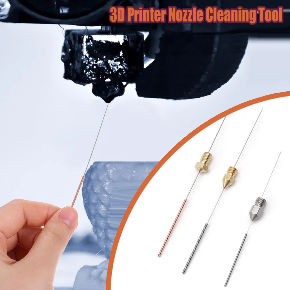 E3D Stainless Steel Nozzle Cleaning Tool 3D Printer Through Hole Needle For MK8 Brass Nozzle Steel Clearing Needle Tool Needle