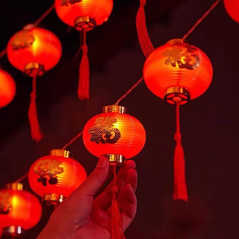 Neue Jahr LED Laterne Beleuchtung Saiten Dekorationen Chinesische Charakter Kunststoff Kugeln Licht String Frühling Festival Home Party Decor – Detail 4