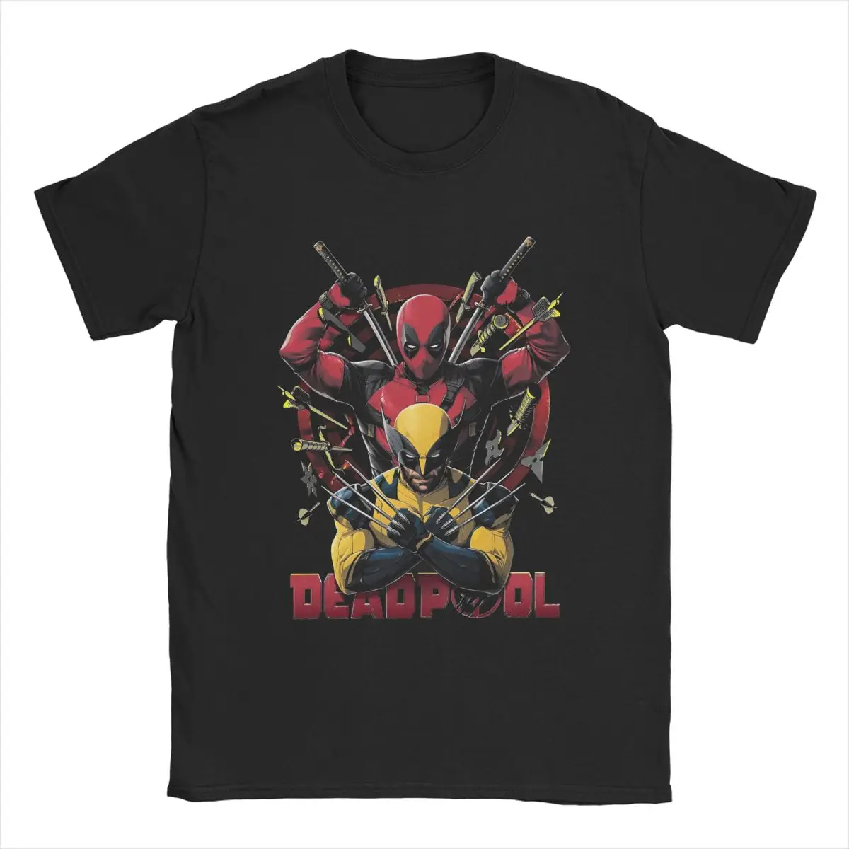 Men T-Shirts Deadpool & Wolverine Together Funny Pure Cotton Tee Short Sleeve Friendship T Shirt Crew Neck Clothing