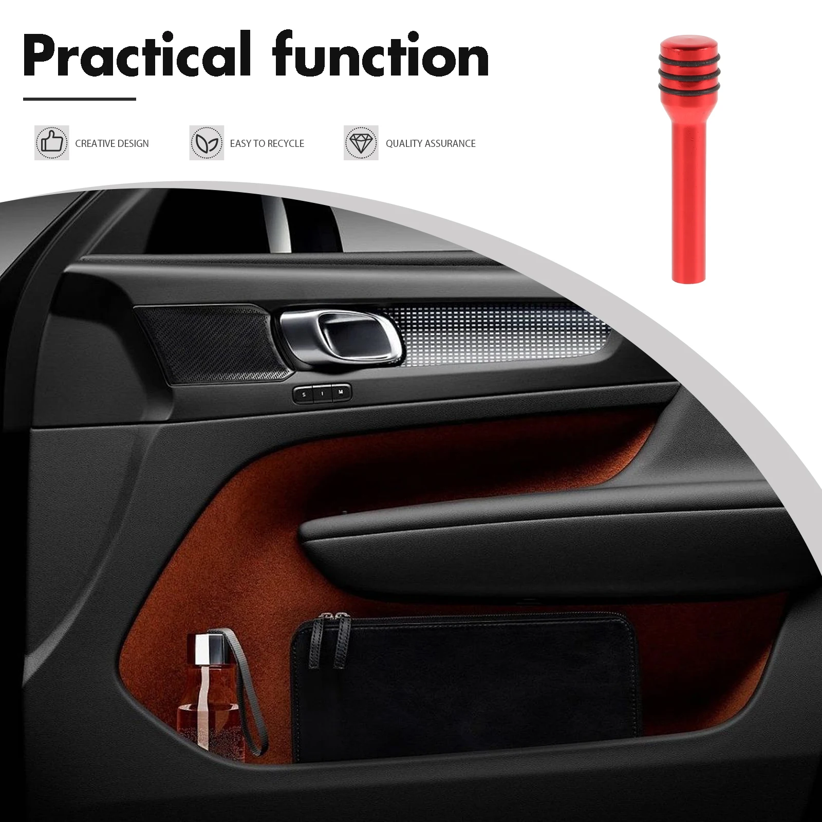 2 perni per serratura per portiera per auto, accessori per auto in lega di alluminio, installazione semplice, uso versatile, manopola decorativa rossa di sicurezza migliorata