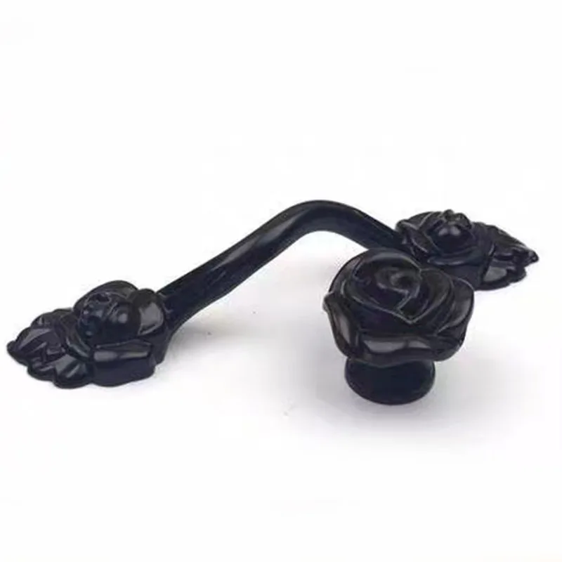 Black Rose Knobs Wardrobe  Base with knob kitchen cabinet pulls Drawer Knobs Furniture Handles Dresser Pulls