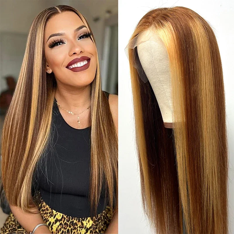 

P4/27# Transparent 13X4 Lace Frontal Wig Straight Pre Plucked Natural Hairline Wigs 8-22inch Straight Wig for Black Women