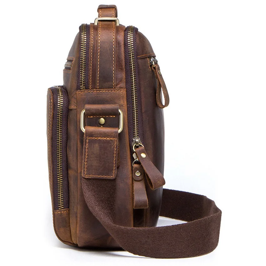 New Retro Cow Leather Men's Shoulder Bag Leisure Sling Bag Business Crossbody Bags Large Capacity Messenger Bag