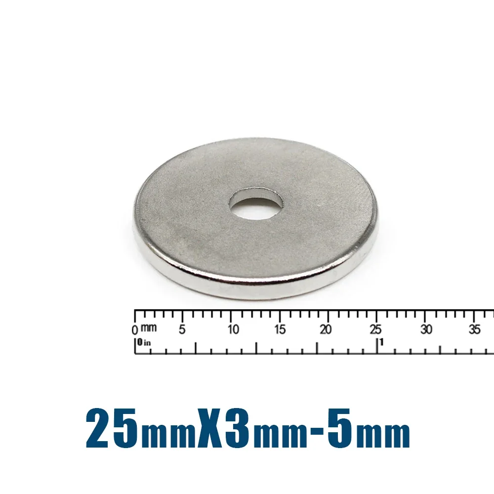 2/5/10/20Pcs 25x3-5mm Small Round Super Strong N35 Search Magnet Countersunk Neodymium Magnet Disc Imanes Fishing Magnet