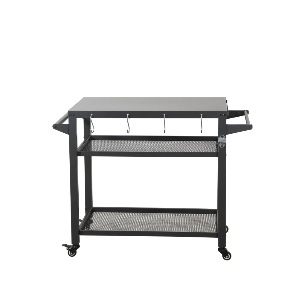 3-Shelf Outdoor Grill Table, Grill Cart Outdoor with Wheels, Pizza Oven Table and Food Prep Table, Blackstone Table with Propane