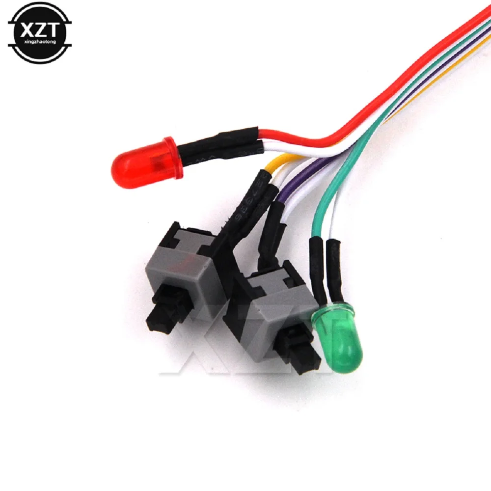 Universal High Quality PC Case Red Green LED Lamp ATX Power Supply Reset HDD Switch Lead 20"for PC Motherboard Cable Wholesale