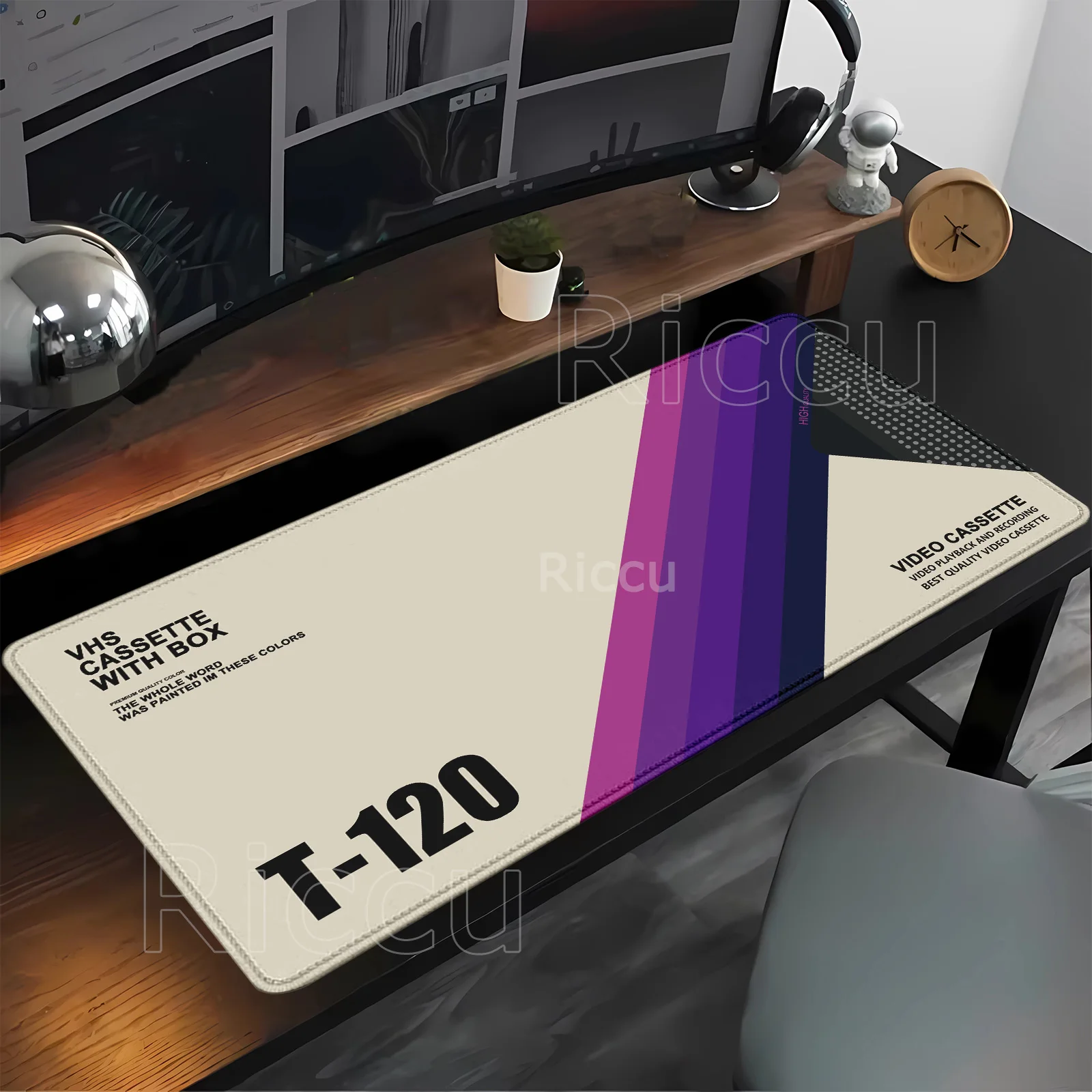 VHS Retro Oversized Mouse Pad Computer Mousepad Minimalism XXL Stitch Edge offices Keyboard Gaming HD Printing overlock Desk Mat