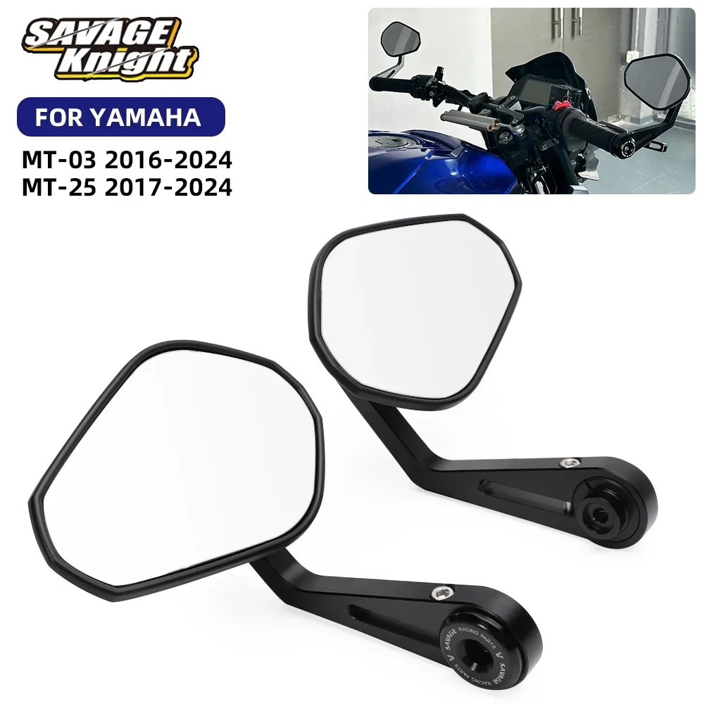 

2024 MT03 MT25 MT09 E9 Certification Handlebar End Mirrors Sliders For Yamaha MT-03 MT-25 2016-2025 Bar End Rearview Mirror