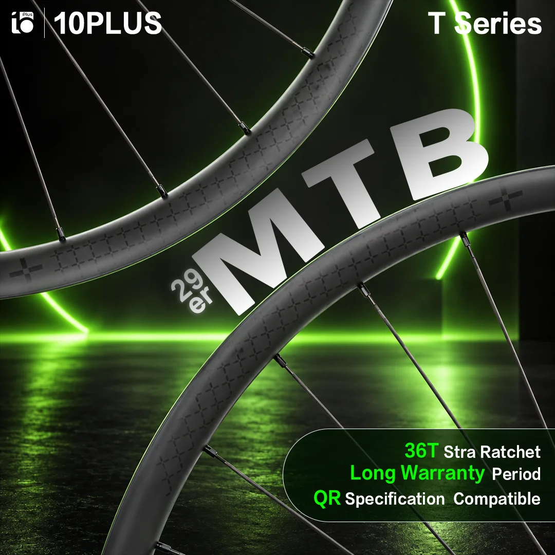 10PLUS 29er T Series XC Trail Carbon Wheelset 30mm External Rim Width 24mm Depth for MTB Mountain Bike Tubeless Disc