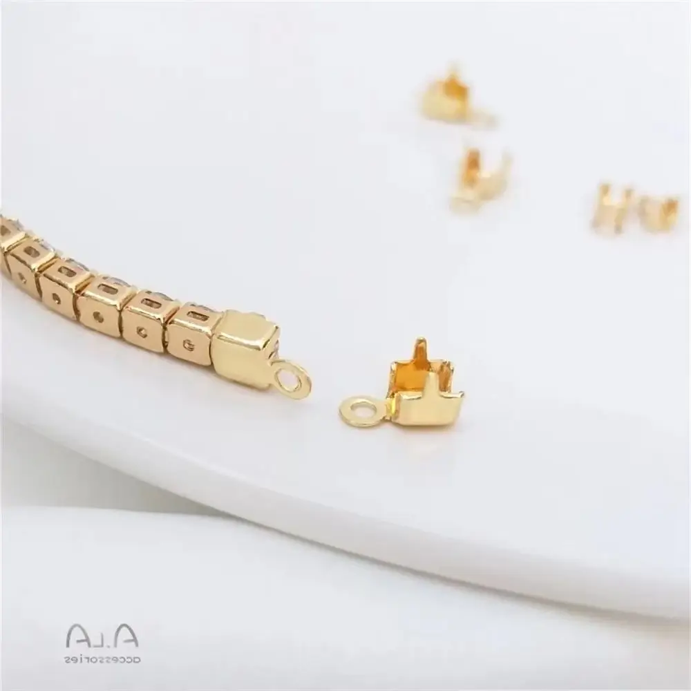 

14K plated gold Zircon claw chain clasp diamond chain clip DIY first jewelry bracelet end connection accessories