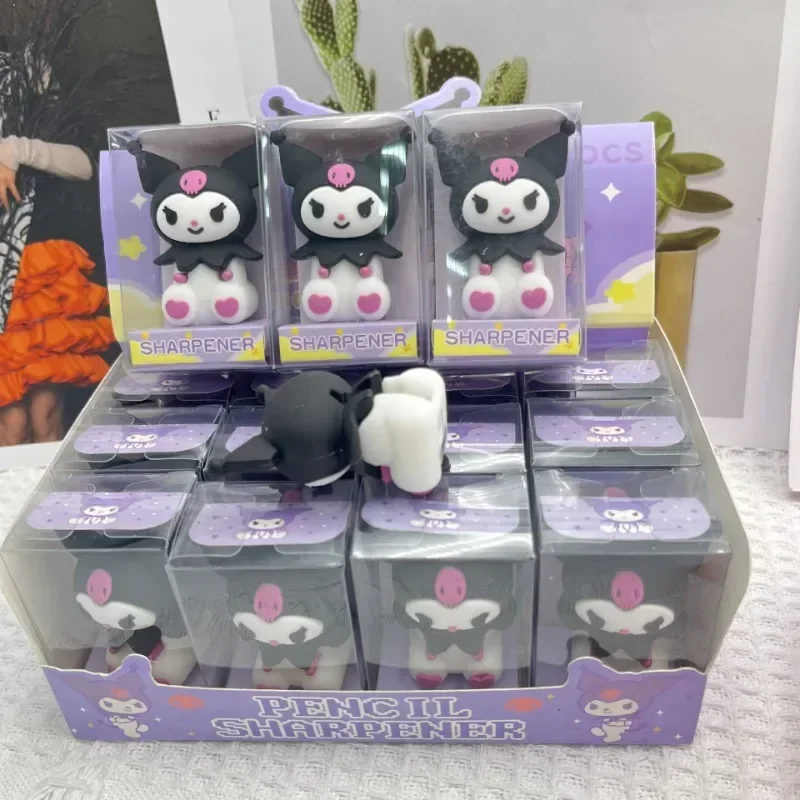 Kawaii sanrio olá kitty boneca apontador de lápis bonito dos desenhos animados kuromi minha melodia papelaria material escolar crianças presentes prêmio