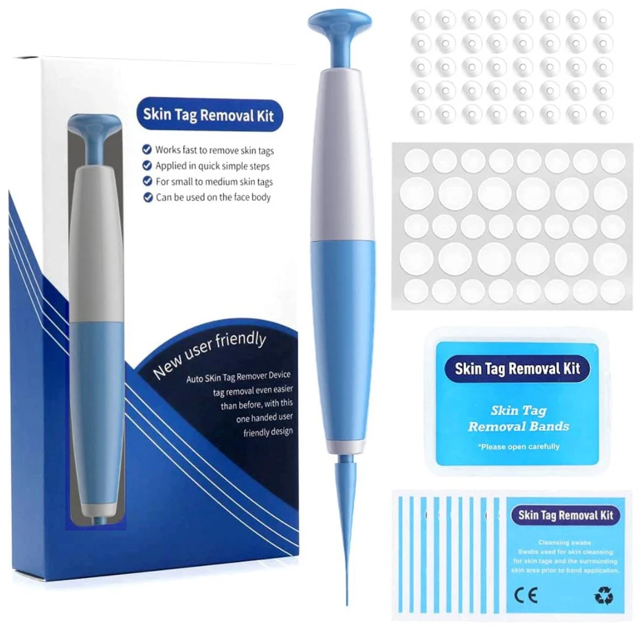 Painless Wart Remover Pen Auto Skin Tag Removal Kit Mole Acne Wart Removal Pen Set Cleansing Swabs Body Beauty Care Tool