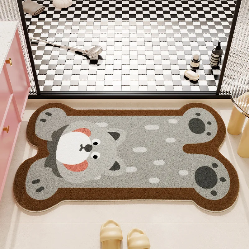 VIKAMA Cartoon Animal Imitation Cashmere Rug for Bathroom and Toilet, Easy to Absorb Water and Clean, Foot Mat for Home Decor