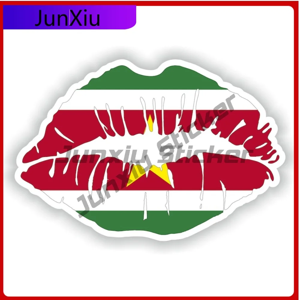 

Suriname Flag Lips Shape With National Emblem Vinyl Decals Stickers Decoration Funny Rv Stickers Camper Refit Decals Motorcycles