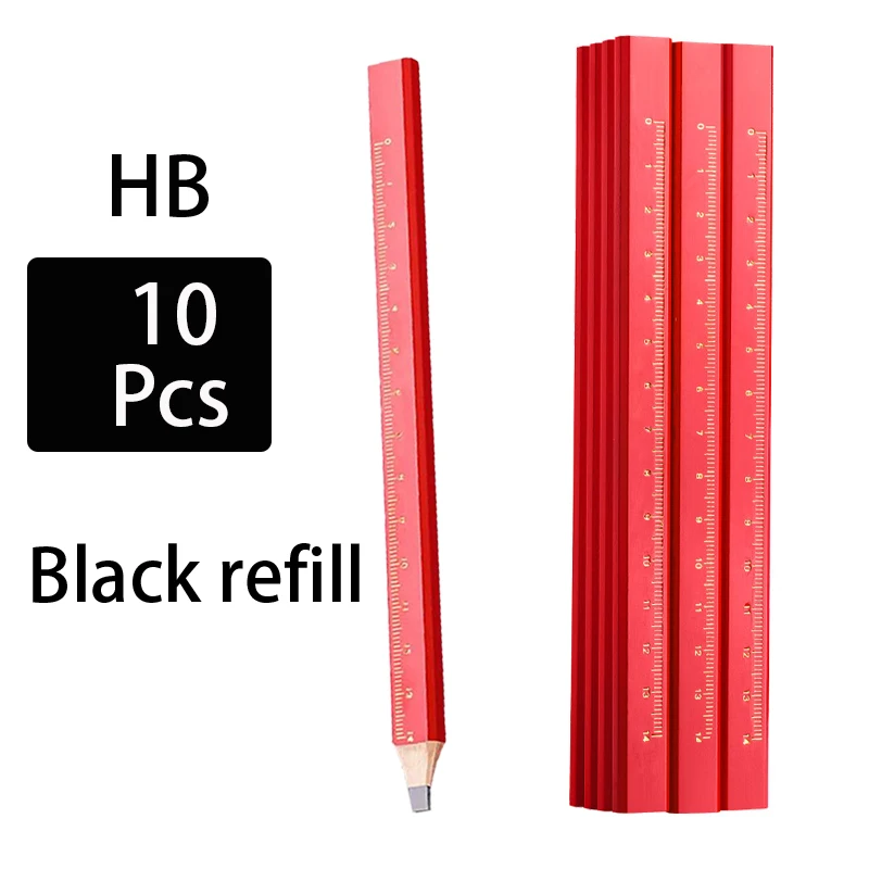JOMPENS Anti-Slip Houten Potlood Millimeterschaal Professionele Kwaliteit Houtbewerking HB Potlood Zwart HB Lood Platte Octagon Tekening