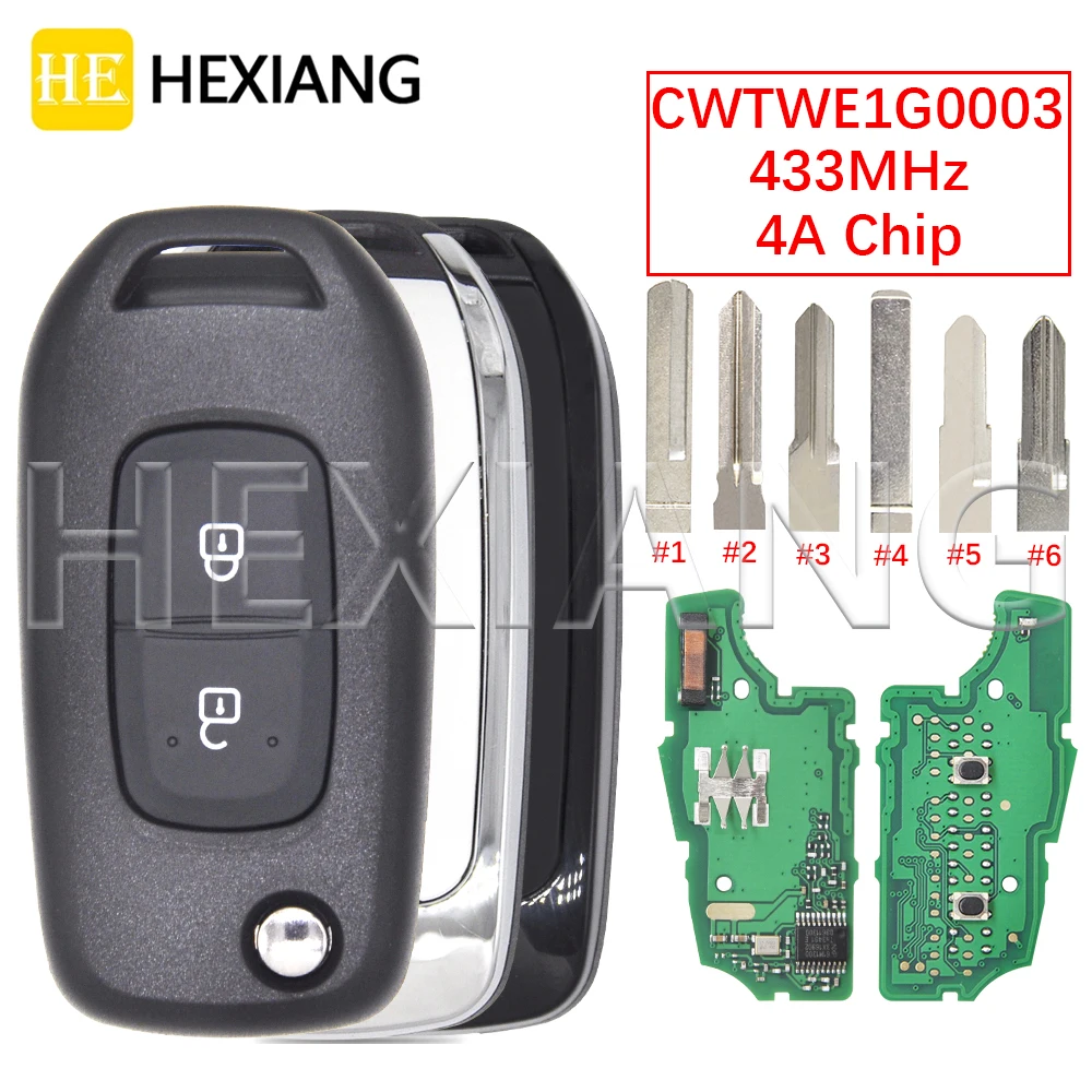 HE-Upgrade Remoto Flip Key para Renault, Dacia, Duster, Logan, Sandero, Lodgy, Dokker, Símbolo, Trafic, CWTWE1G0003, 4A, 433MHz