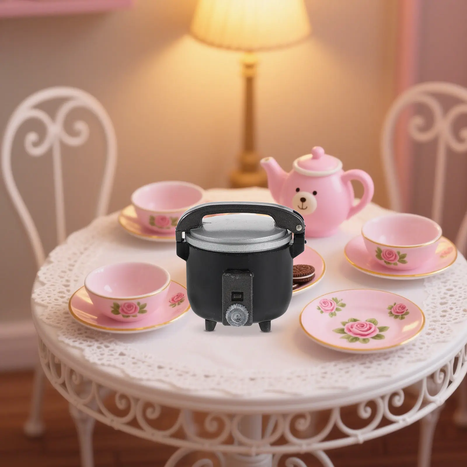 

Miniature Rice Cooker 1:12 Scale Realistic Tiny Kitchen Appliance for Pretend Play Cooking Set Dollhouse Accessories