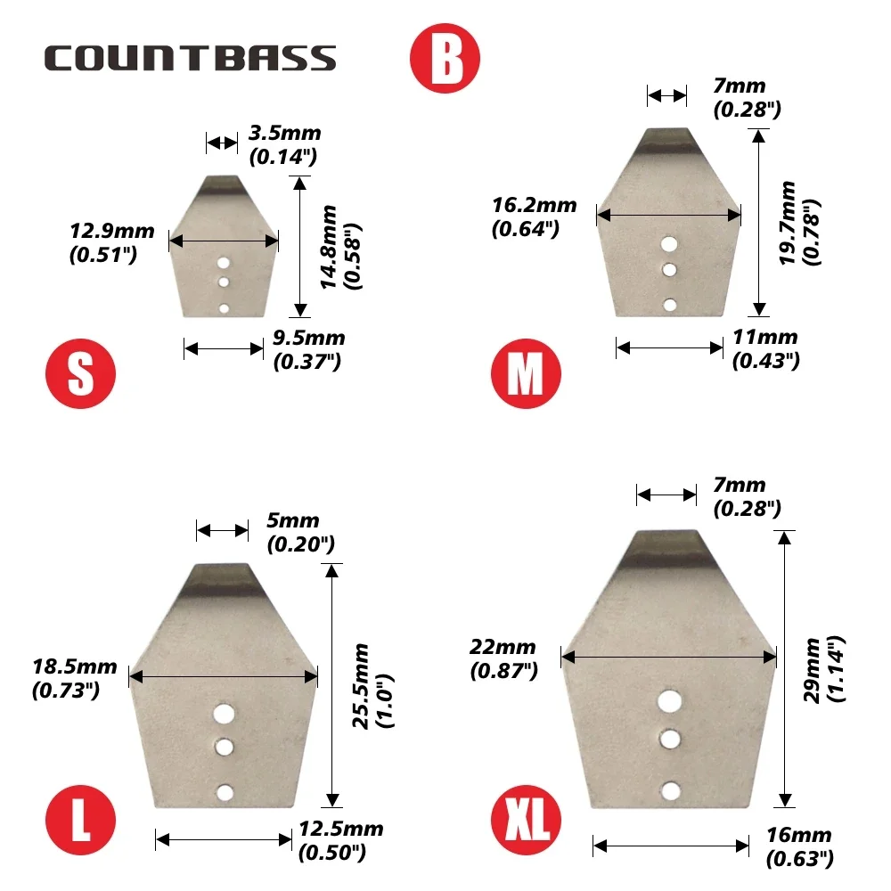 Countass aço inoxidável Swim Jig Blades, Chatterbait Shakee Blades,Swim Jig Dancer, original, preto, ouro, 50pcs