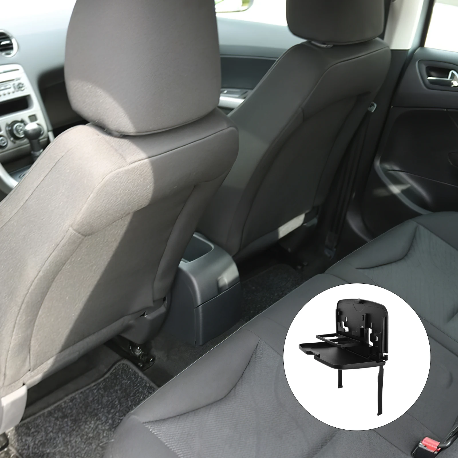 

Multifunctional Car Food Tray Cup Holder Black ABS Material Back Seat Headrest Drink Organizer Storage Solution