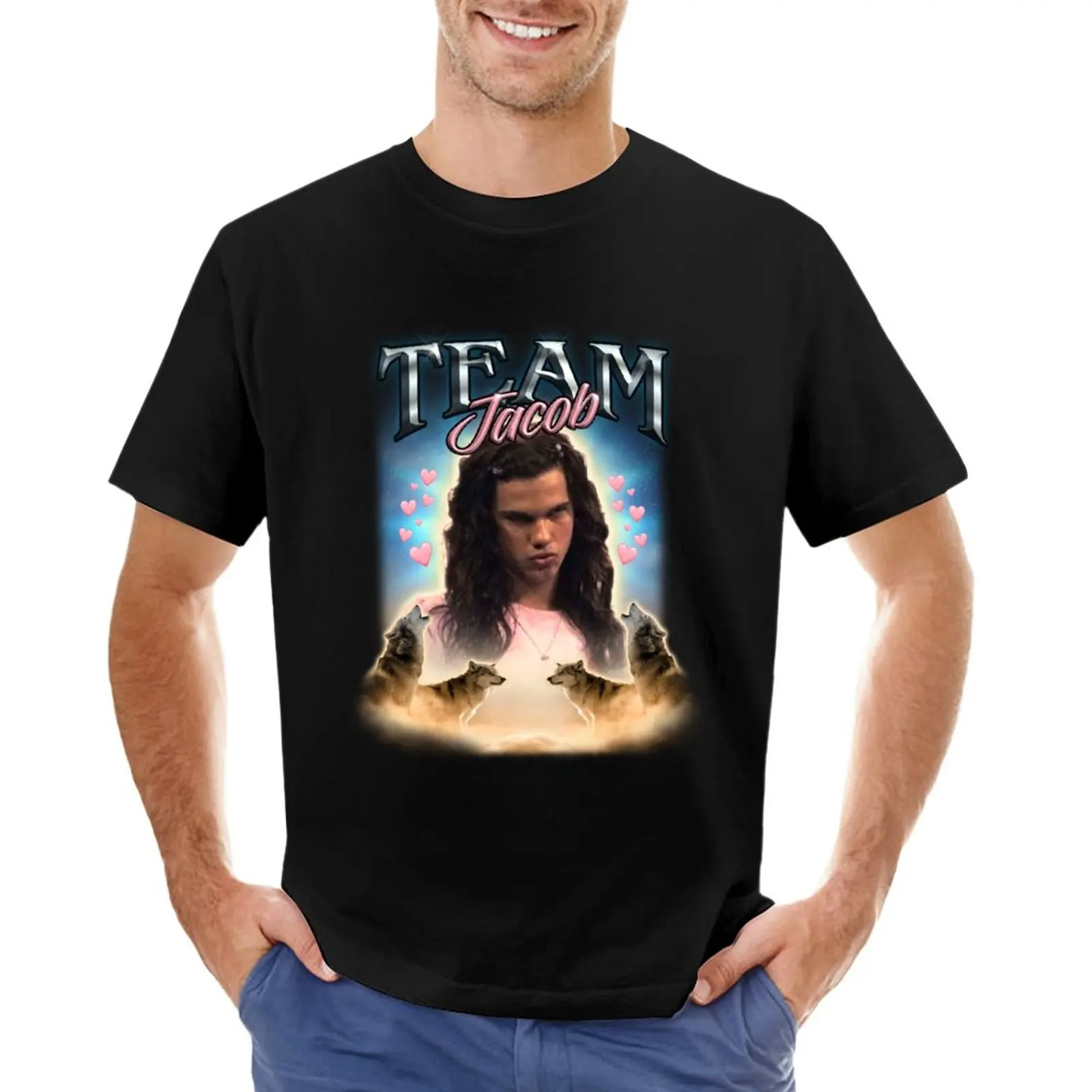 Team Jacob Twilight Cursed Fan Collage T-Shirt quick-drying t-shirt Short sleeve boys white t shirts funny t shirts for men