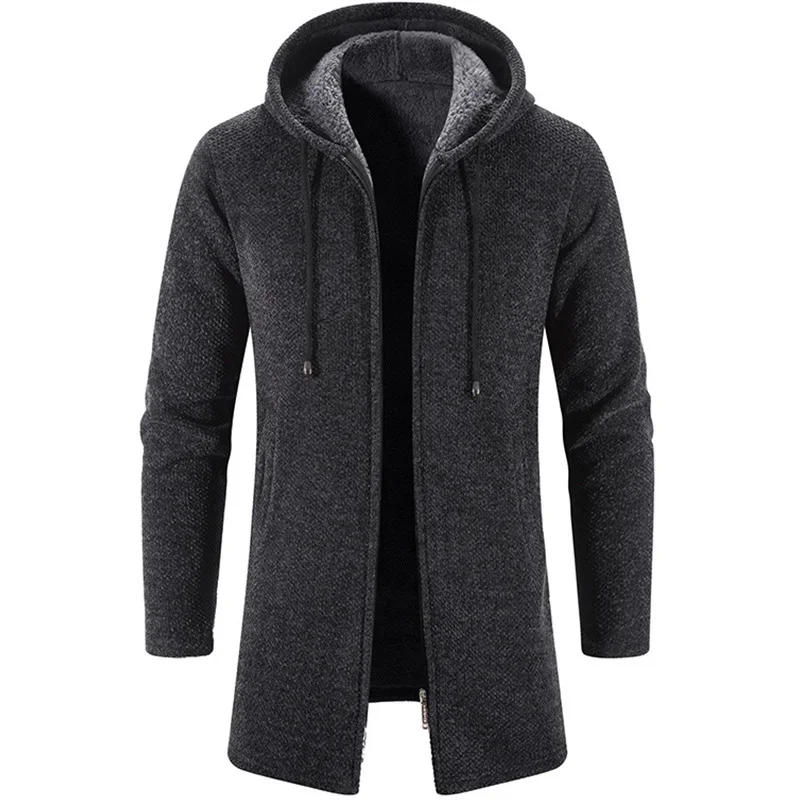 Erkek Kazak Ceket Sonbahar Kış Yeni Sıcak Sıcak Fermuar Orta Uzun Hırka Kazak Adam Rahat Triko Sweatercoat erkek giysileri