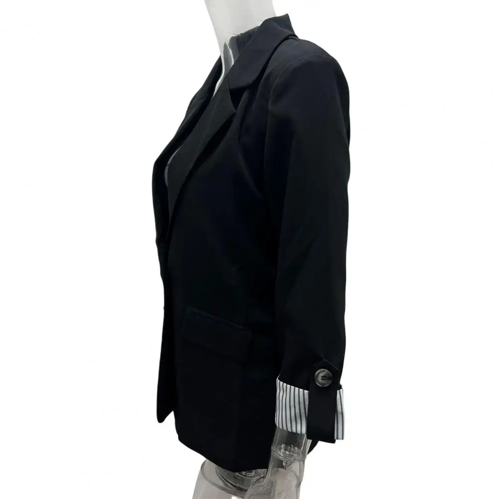 Business Blazer Women’s Lapel Collar Blazer Jacket 3/4 Sleeve Business Suit Office Work Short Blazer with Button Detail 3/4