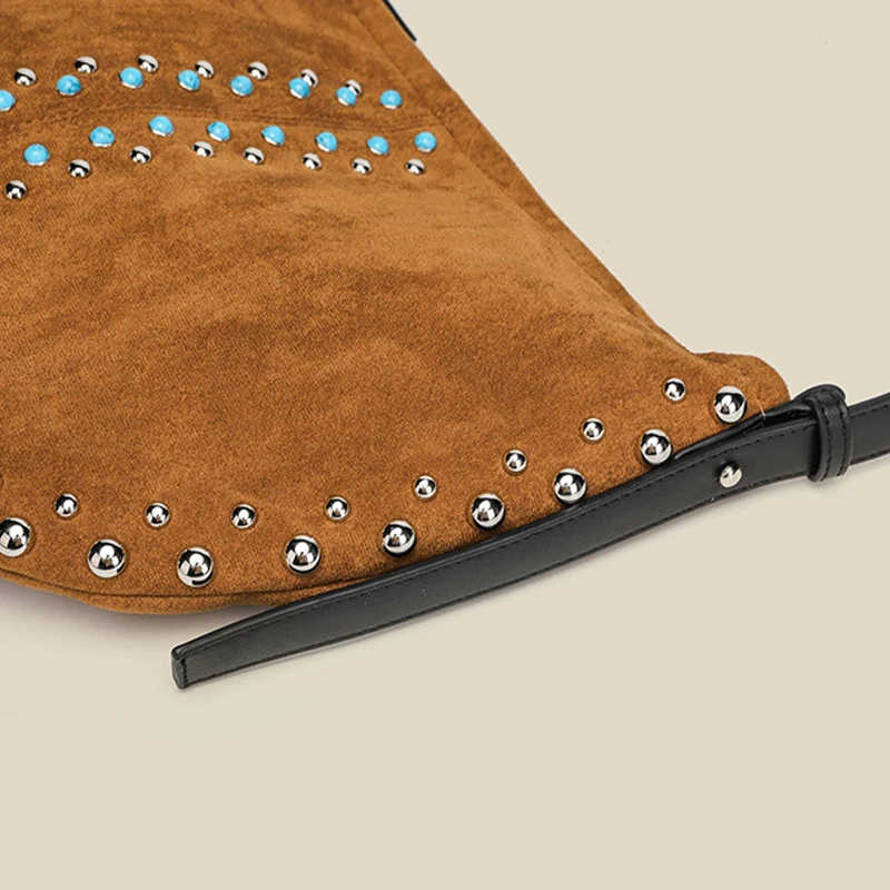 حقائب يد نسائية فاخرة بتصميم نصف قمر من جلد الغزال الصناعي على الطراز الإنجليزي، جديدة في عام 2026، مصنوعة من البوليستر الفسيفسائي المزين بالخرز والترتر، حقيبة كتف تحت الإبط جودة عالية ًالشحن مجانا وصول الشحن السريع