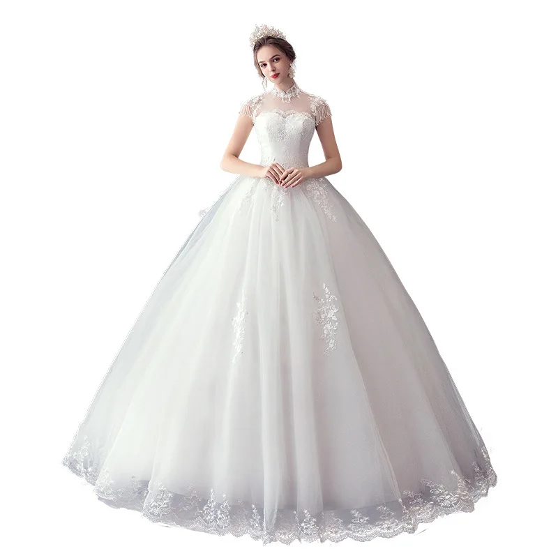 

Customized Wedding Dress New Bride Plus Size Lace Up Wedding Dresses Embroidery Ball Gowns Vestidos De Fiesta