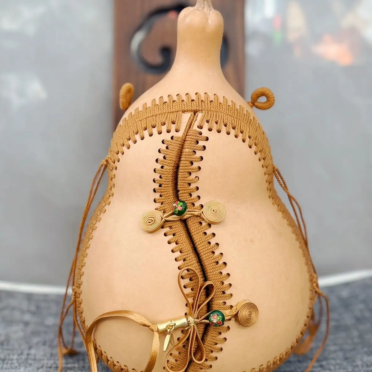 Natural woven gourd cultural play bag, messenger bag, open backpack, creative pendant, handmade storage gift.