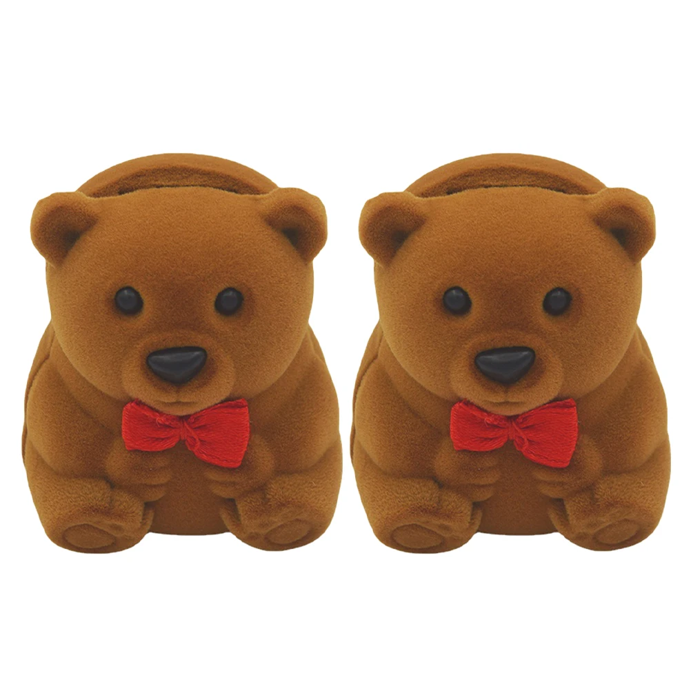 

2Pcs Pink Travel Jewelry Case Bear Jewelry Box Earring Necklace Ring Organizer Travel Storage Case Lightweight Practical