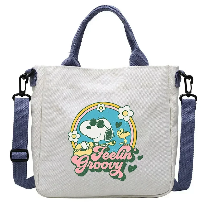 Snoopys Cartoon Canvas Tas Kinderen Crossbody Tassen Schoolboekentas Studentbenodigdheden Lichtgewicht Draagbare Kawaii Schouder Handtas