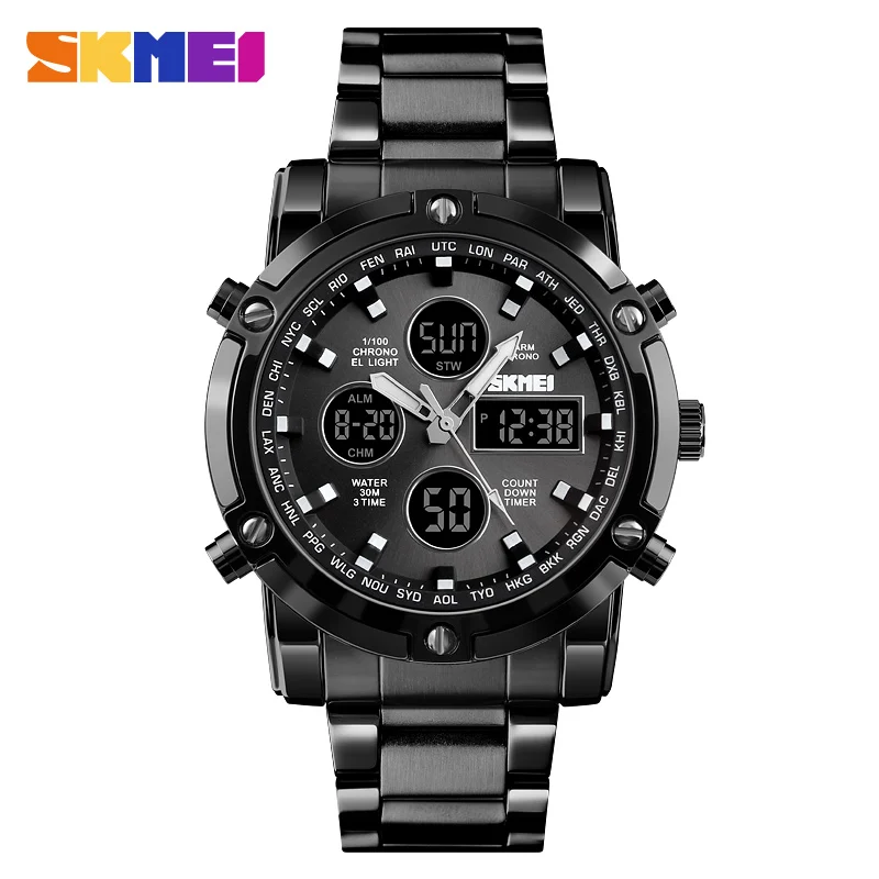 SKMEI 138 Armband Horloge Klok Digitale Quartz Horloge Mannen Drie Tijd Waterdicht Quartz Pols Heren Horloge Relogio Masculino