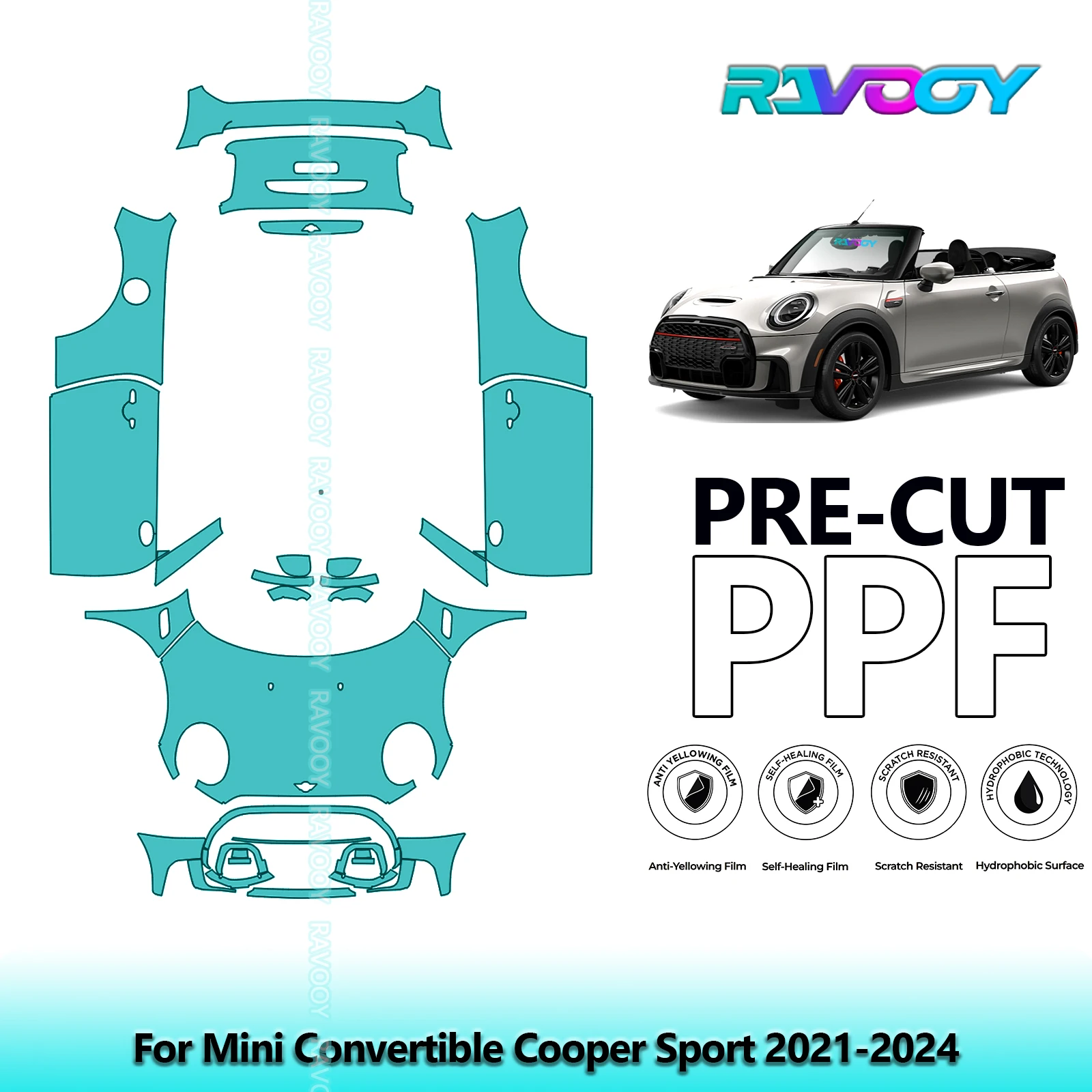 

For Mini Convertible Cooper Sport 2021-2024 8.5Mil Precut Full Vehicle Clear Bra PPF Paint Protection Film