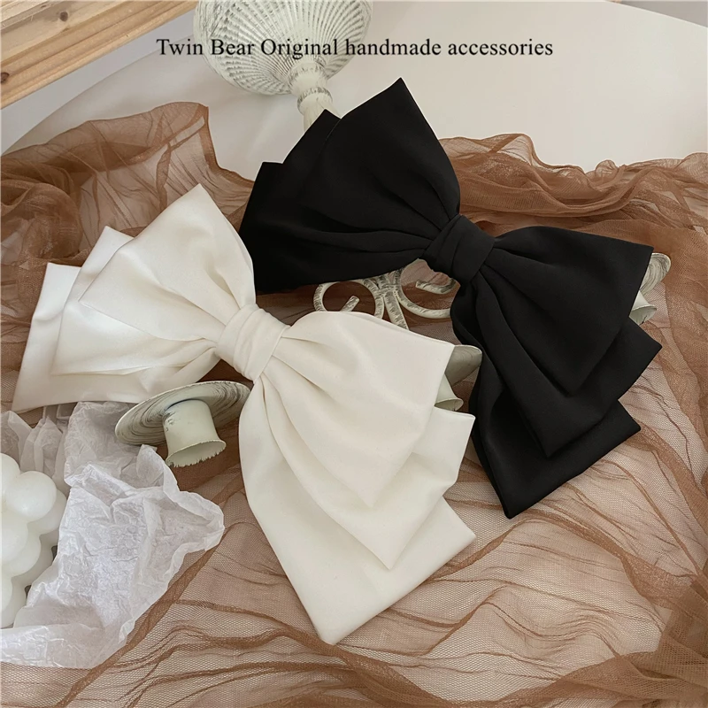 Fashion Solid Color Large Satin Bow Hairpins Barrettes For Women Girl Korean Hair Clip Hairgrip Headwear Hair Accessories Hot